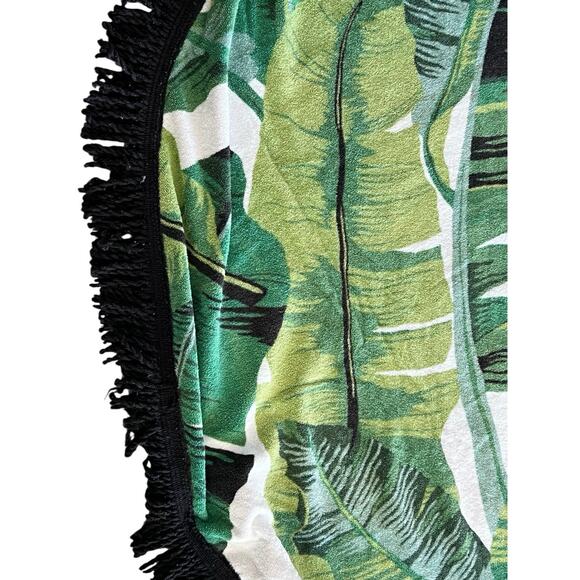 Better Homes & Gardens 60" Round Tropical Palm Tablecloth Terry Cloth w fringe - Picture 2 of 4